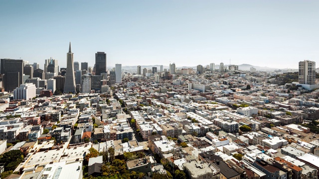 时间流逝的市中心旧金山天际线，旧金山，加利福尼亚，美国视频素材