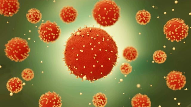 covid -19病毒通过流体传播。三维动画视频素材