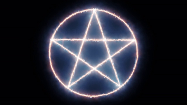 魔法炽热的巫师标记几何符号圆五角星视频下载