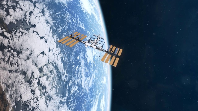 地球轨道上的国际空间站视频素材