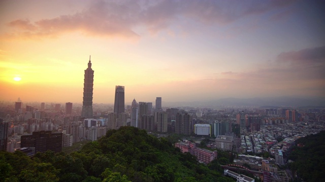 台北城市天际线景观在日落时间在台湾视频素材