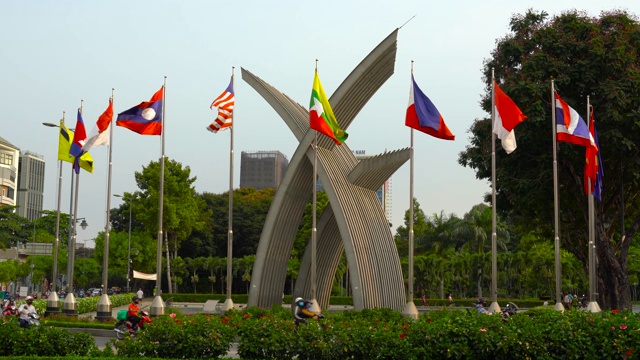 东南亚国家的国旗-东盟-东南亚国家联盟。视频下载