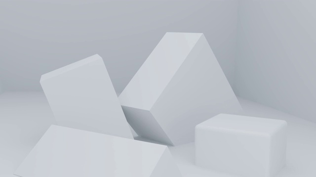 白色几何3D渲染背景。概念:抽象背景，运动图形，派对。视频素材