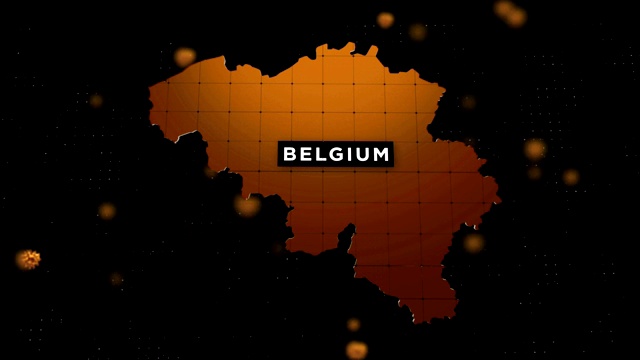 4K冠状病毒爆发与比利时地图冠状病毒概念视频素材