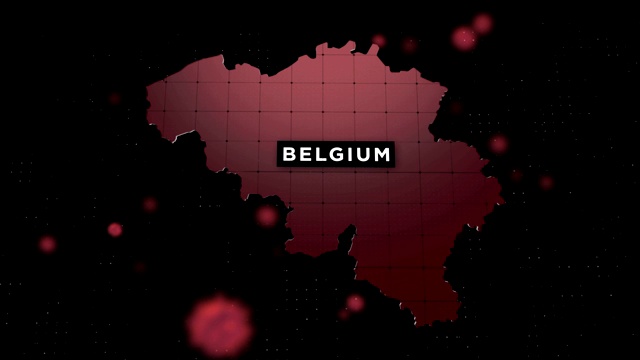 4K冠状病毒爆发与比利时地图冠状病毒概念视频下载