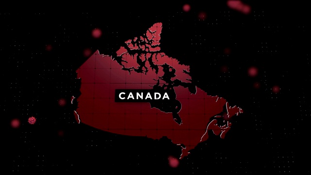 4K冠状病毒爆发与加拿大地图冠状病毒概念视频素材