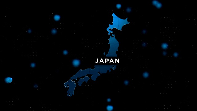 4K冠状病毒爆发与日本地图冠状病毒概念视频素材
