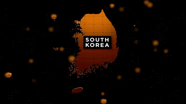4K冠状病毒爆发与韩国地图冠状病毒概念视频素材