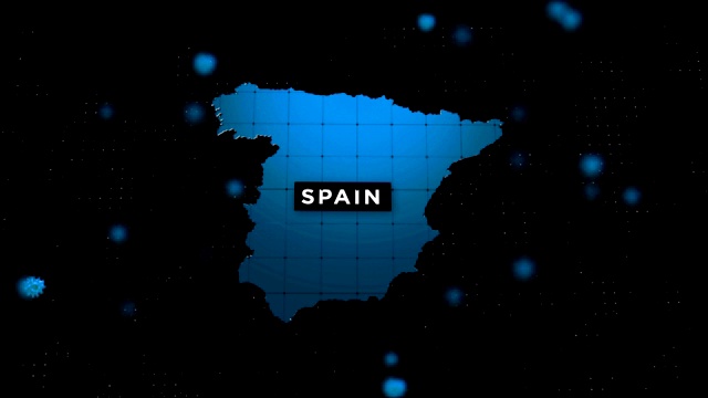 4K冠状病毒爆发与西班牙地图冠状病毒概念视频素材