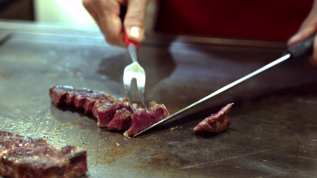 日本和牛烧烤铁板烧的主厨视频购买