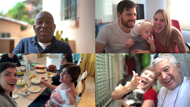 家人和朋友在家里视频会议的快乐时刻视频素材