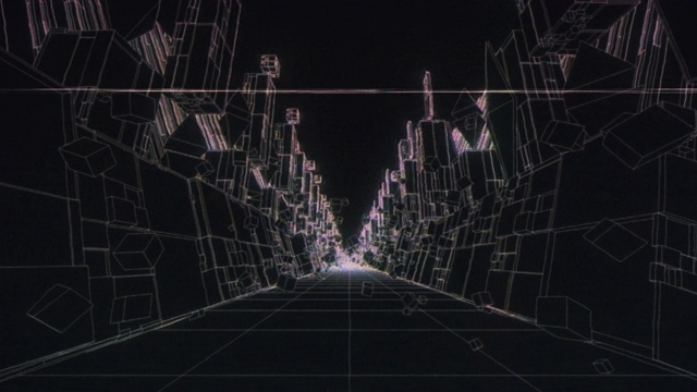 怀旧3D隧道警告背景与VHS损害应用视频购买