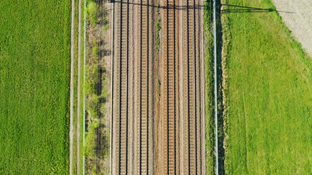 铁路景观，从上面鸟瞰视频素材
