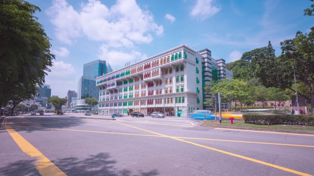 2020年2月4日，新加坡地标性金融商业区与摩天大楼，主要街道上的交通。视频下载