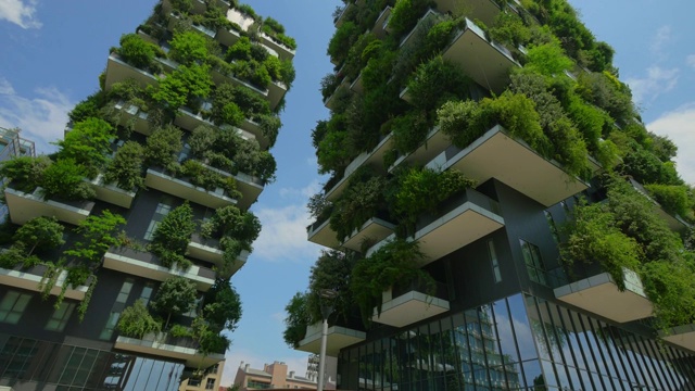 垂直森林，意大利米蘭的兩座住宅塔樓。替身拍攝視頻素材