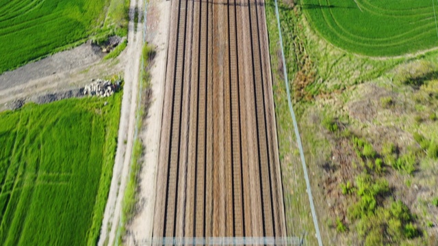 铁路景观，从上面鸟瞰视频素材