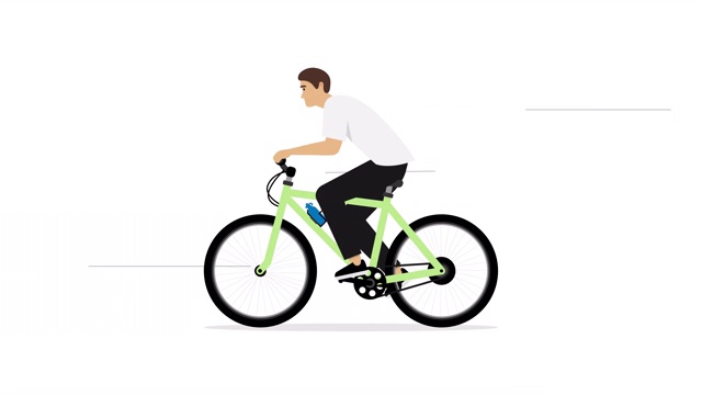 年轻男子骑自行车孤立在白色背景视频素材