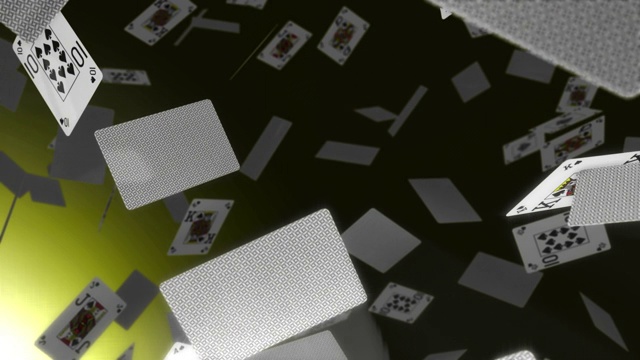 背景是一组抽象的扑克牌在空中视频下载