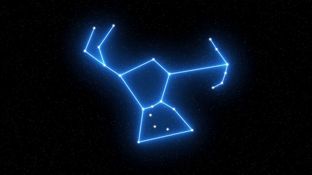 猎户座-动画的黄道星座和星座符号与星域空间背景视频下载