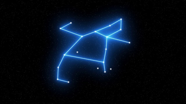 英仙座-带有星场空间背景的动画黄道星座和占星术符号视频下载