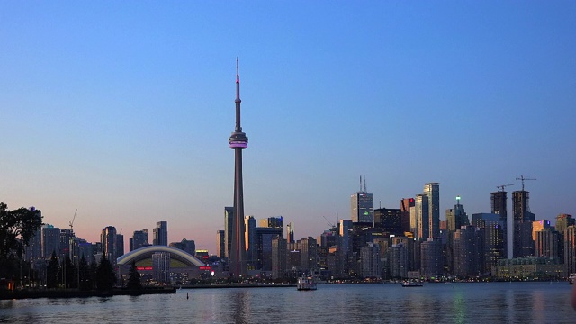 多伦多黄昏时分的天际线，加拿大视频下载