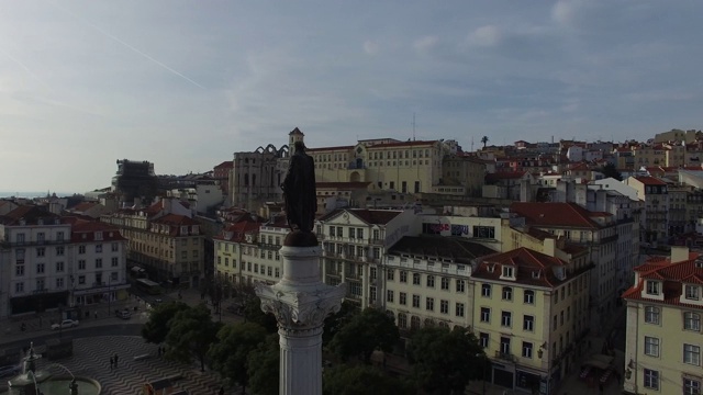 多姆佩德罗四世广场鸟瞰图在罗西奥，里斯本视频下载