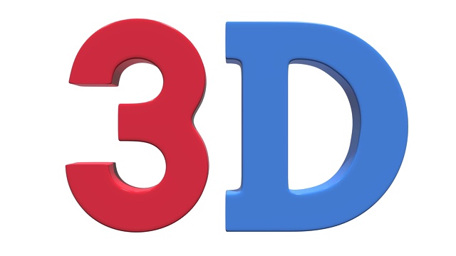 3D标志文字标志图标在红色和蓝色孤立的白色背景。视频素材