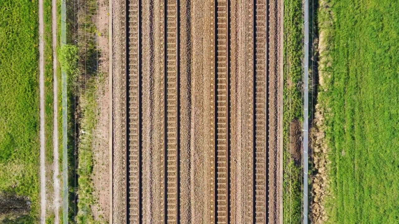 铁路景观，鸟瞰图视频下载