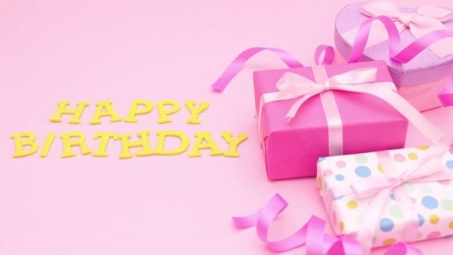 生日快乐标题移动粉红色主题与礼物。停止运动视频下载