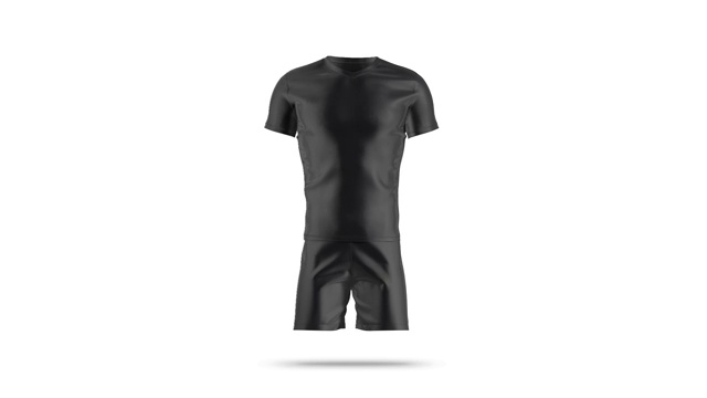 空白的黑色足球制服与t恤和短模拟视频素材