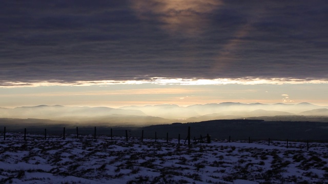 日落时分，从北奔宁的哈特赛德望向湖区的丘陵。视频下载