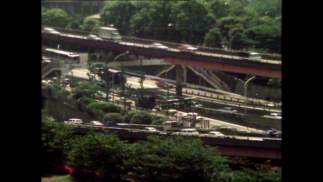Seq。东京繁忙的城市道路和交通状况;1981视频素材