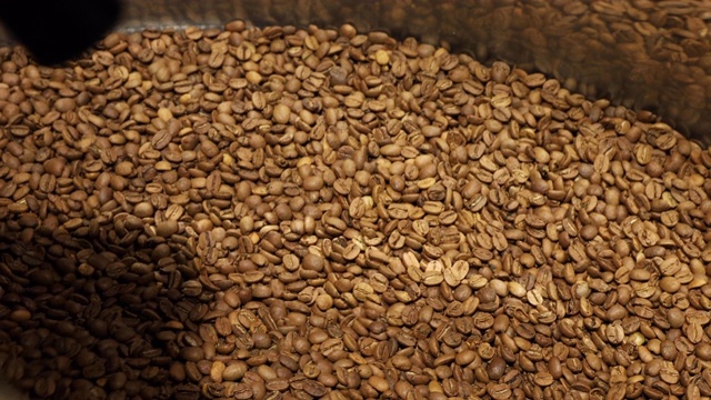 生咖啡豆搅拌视频素材