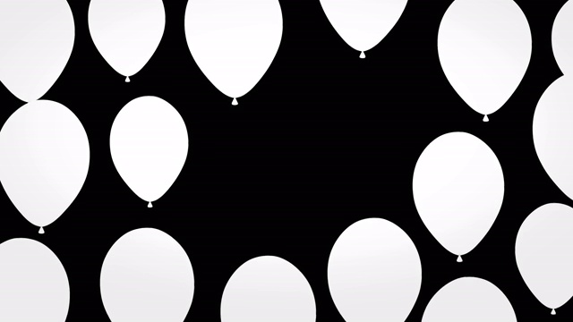 彩色气球漂浮在蓝色背景动画阿尔法视频素材