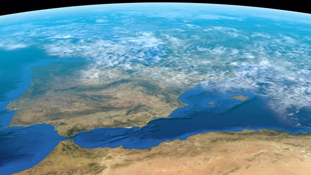 外太空卫星拍摄的西班牙和北非的动画视频下载