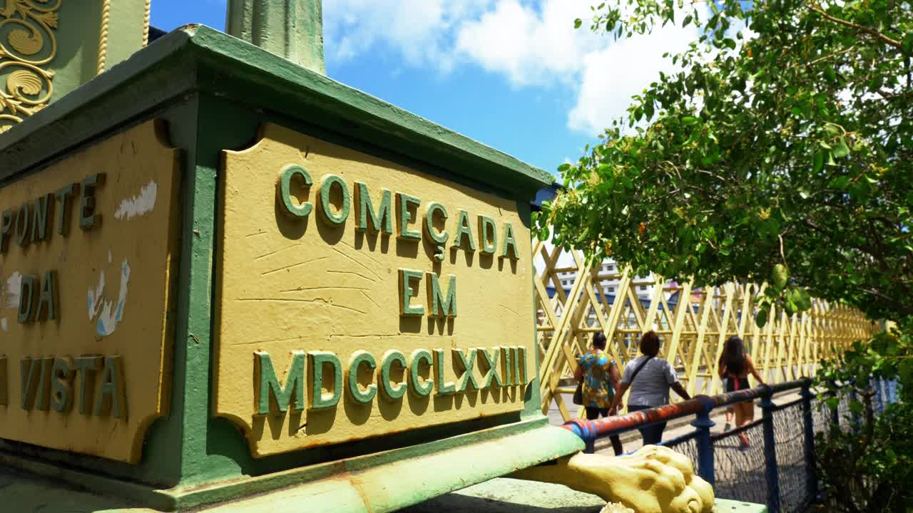 风景到累西腓市中心老桥，伯南布哥，巴西视频素材