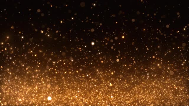 闪光的黄金颗粒在慢动作-魅力，圣诞节，庆祝，向上-抽象背景动画-可循环视频下载
