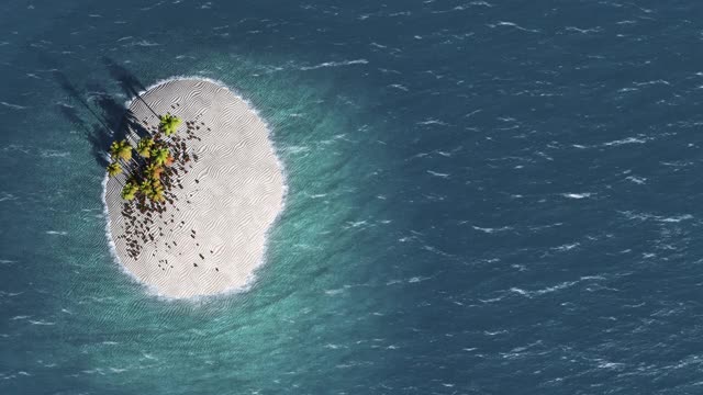 一个被温和的海景环绕的荒岛视频素材