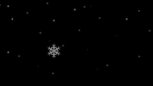动画呆在家里的文字与冬天的风景和雪落在黑色的背景视频下载