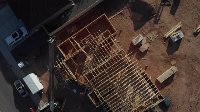 无人机拍摄的建筑工地视频素材