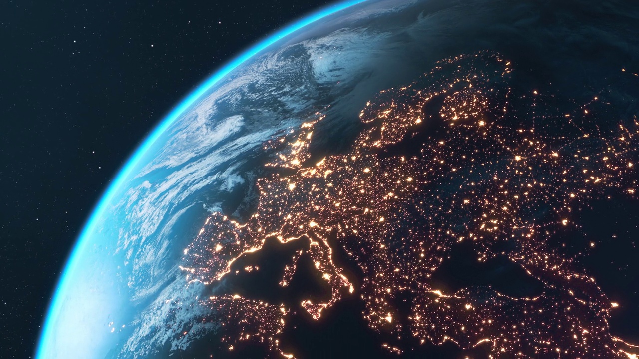 夜晚的地球-歐洲，北美和南美視頻素材