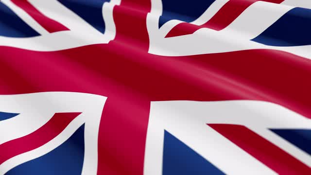 英国国旗在风中飘扬，3D动画。无缝循环。视频素材