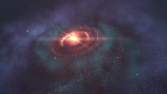 4K - 3D美麗的星系與明亮閃爍的星星，飛行在深空，抽象視圖星云空間宇宙運動背景視頻素材