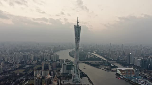 日落时分的广州天际线视频下载