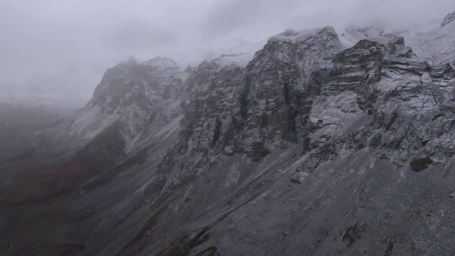 Chharka Bhot -有雪的山区风景/尼泊尔视频素材