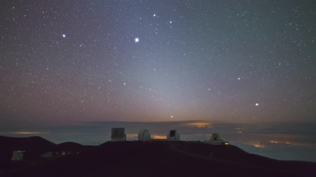 大島-美國夏威夷莫納克亞山莫納克亞天文臺的夜空視頻素材