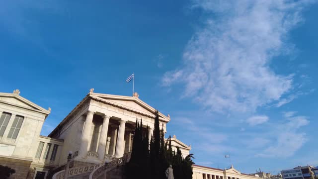希腊雅典国家图书馆建筑的超光速视频视频素材