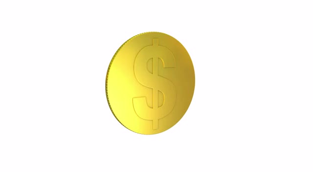 单美元符号硬币旋转循环动画。可循环的金币视频下载