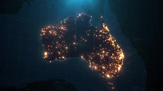 澳大利亚城市灯光照明的夜晚地图视频素材