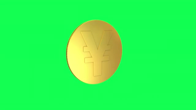 单日元符号硬币旋转循环动画。金币日元可循环视频下载